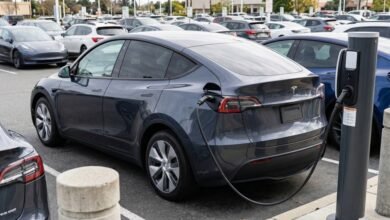 Electric cars lined up