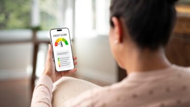 Person checking credit score on a phone