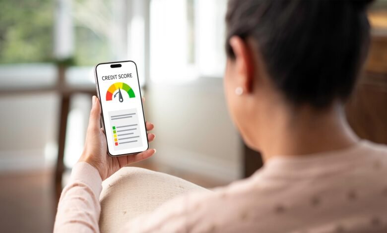 Person checking credit score on a phone