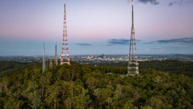 Television broadcast towers on Mt Coot-tha in Brisbane