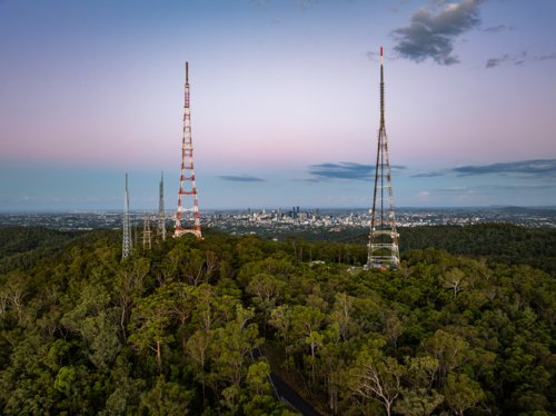 Television broadcast towers on Mt Coot-tha in Brisbane