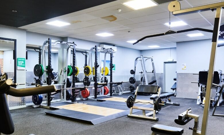 Empty gym with weight equipment
