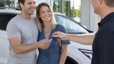 Car keys handover at a dealership