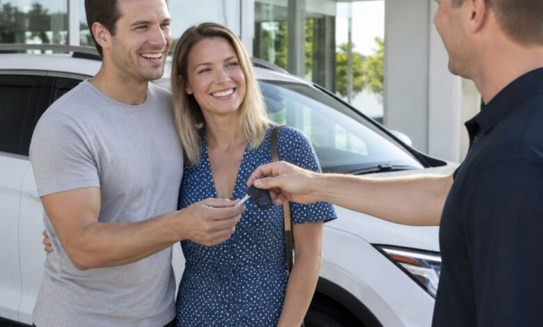 Car keys handover at a dealership