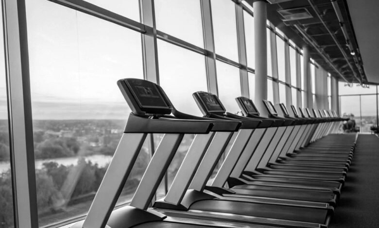 gym with treadmills