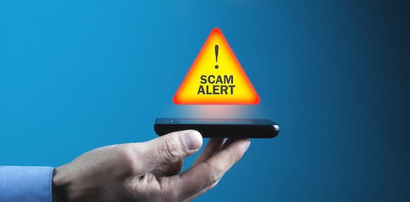 Scam alert warning on phone