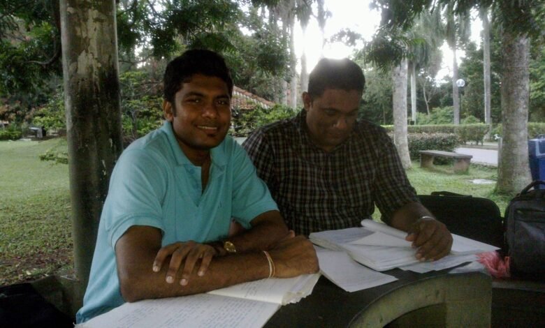 University students studying together